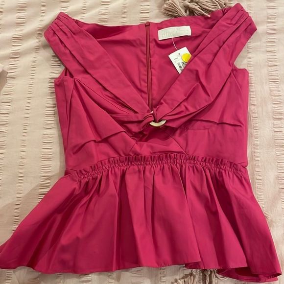 PETER PILOTTO Bardot Peplum Bustier Fuschia Size 2 - Picture 1 of 3
